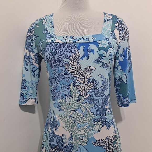 Jean-Pierre Klifa Paisley Fairy Square Neck Denim Multi- Color NWT - Picture 12 of 13